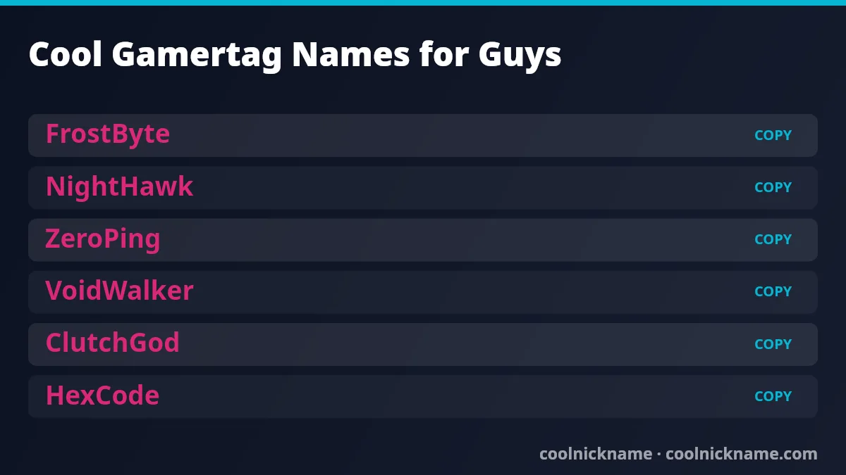 Cool gamertag nicknames for guys — copy and paste names for gaming profiles