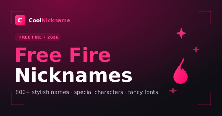 800+ Coolest Free Fire Nicknames 2026