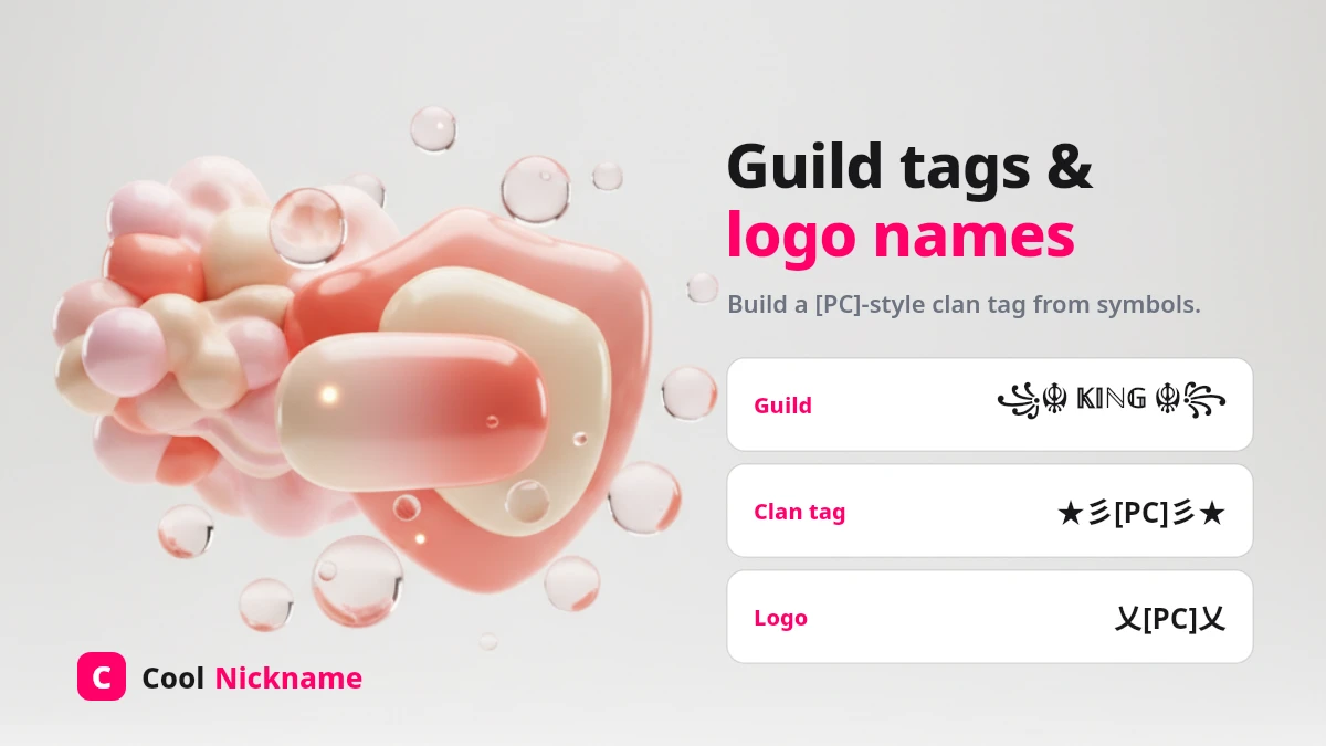 Free Fire logo-style guild name and clan tag examples