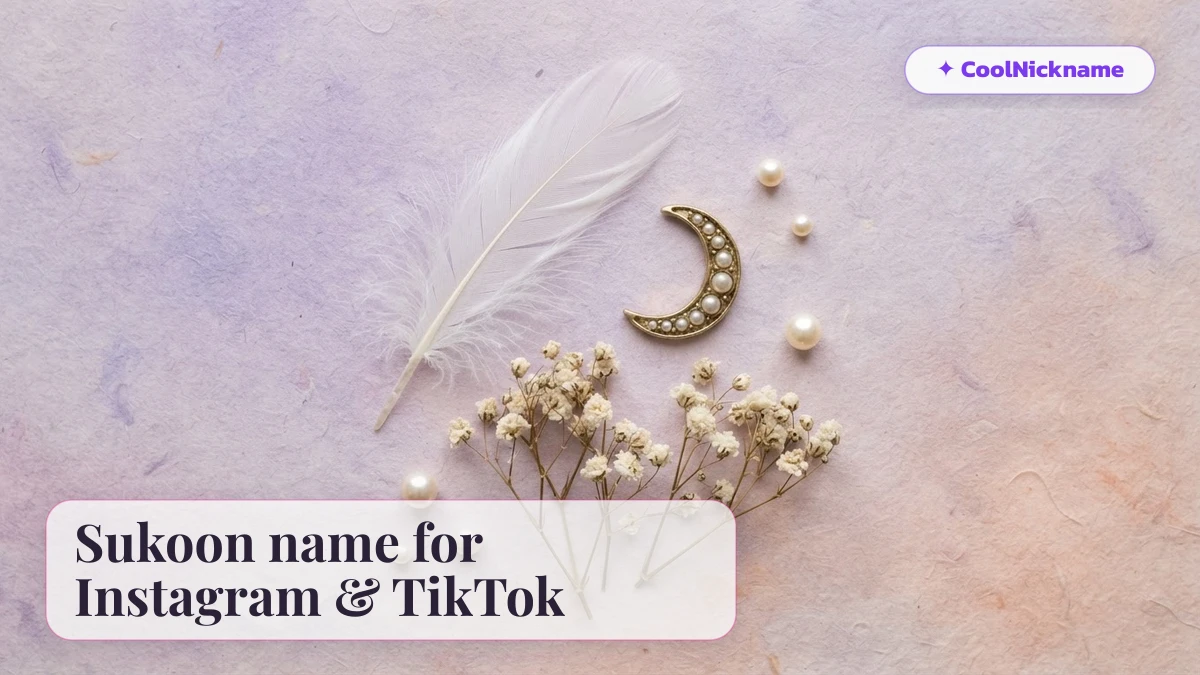 Sukoon stylish name for Instagram and TikTok Sukoon name for Instagram and TikTok — aesthetic feather and moon — CoolNickname