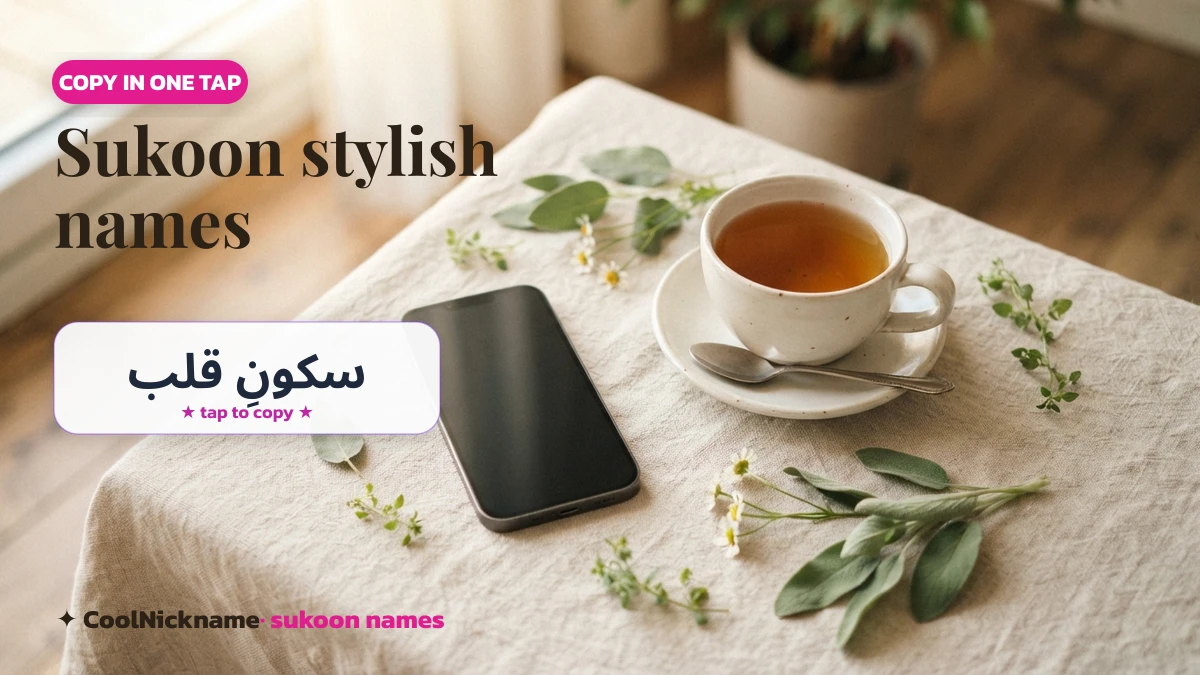 Sukoon stylish names copy and paste Sukoon stylish names to copy on a calm phone screen — CoolNickname