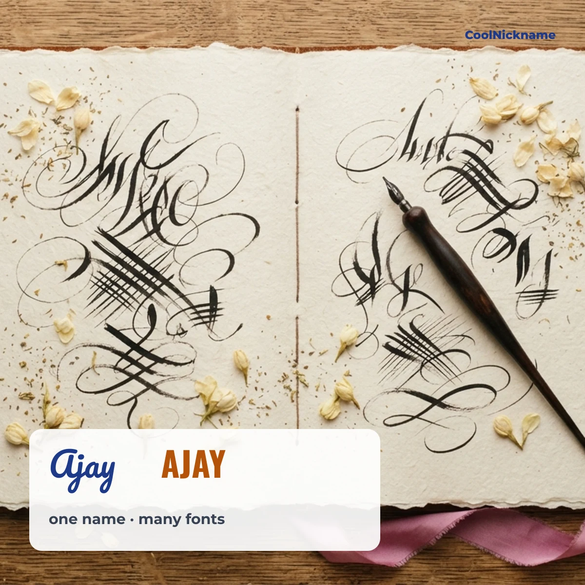 Ajay stylish name in fancy fonts and frames on CoolNickname