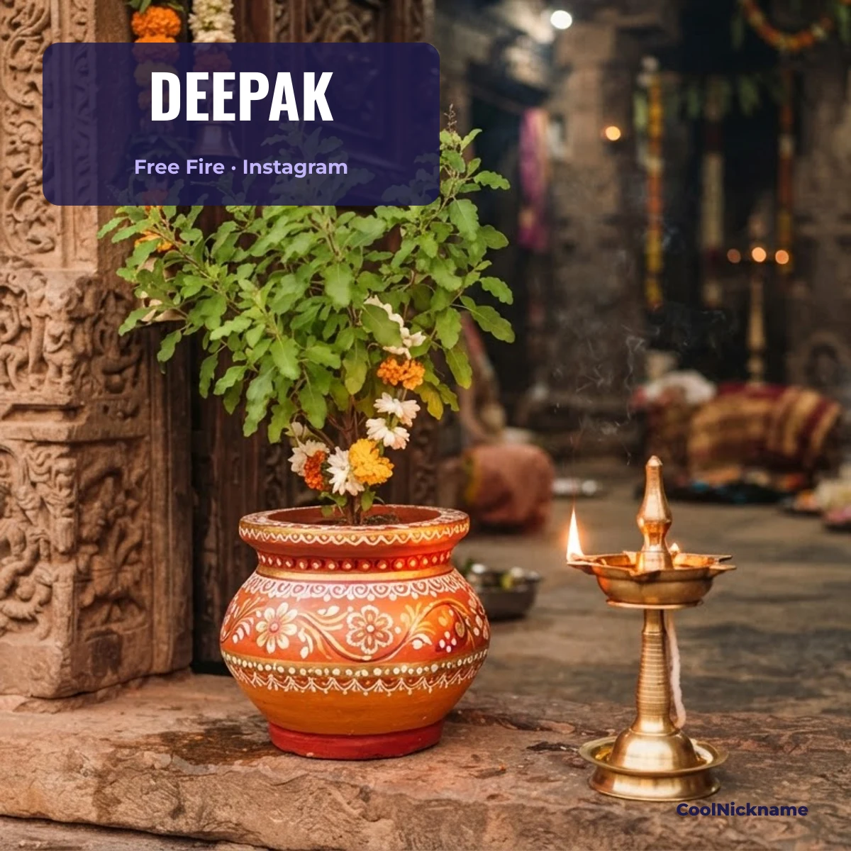 Deepak name style for Free Fire and Instagram on a phone, CoolNickname