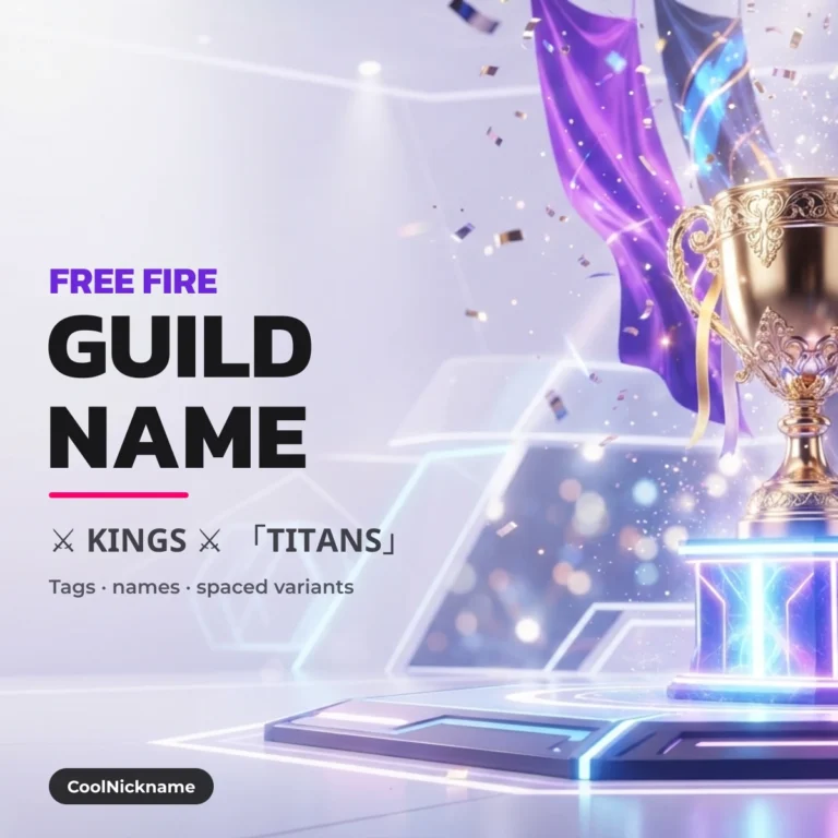 Free Fire Guild Name — 415 Tags, Names & Spaces (2026)